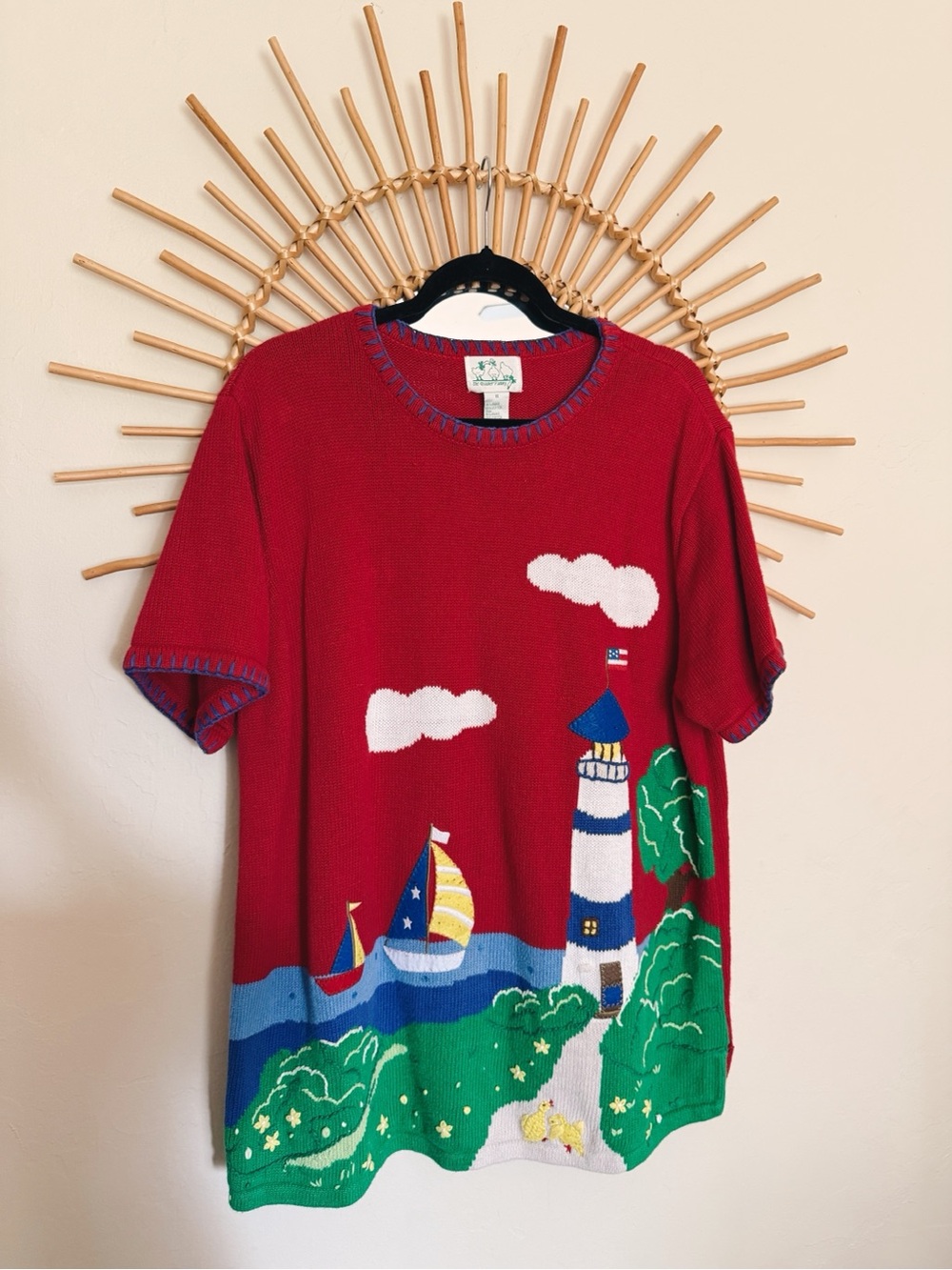 Quacker Factory Red Lighthouse Knit - Picture 5 of 6